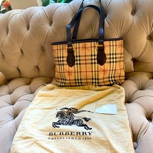 Burberry Nova Check Leather Tote Bag